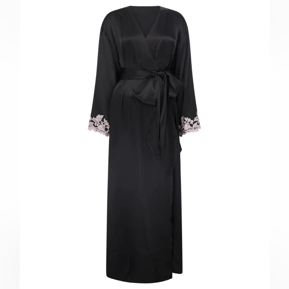 NWT Agent Provocateur 100% Silk Darina Dressing Gown Black Robe Luxury Lingerie - Picture 5 of 17